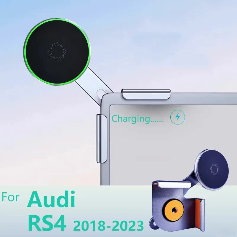 Supporto magnetico per telefono per auto per Audi RS4 Avant 2018-2023 Schermo multimediale Base fissa Supporto di ricarica wireless Telefono cellulare MagSafe