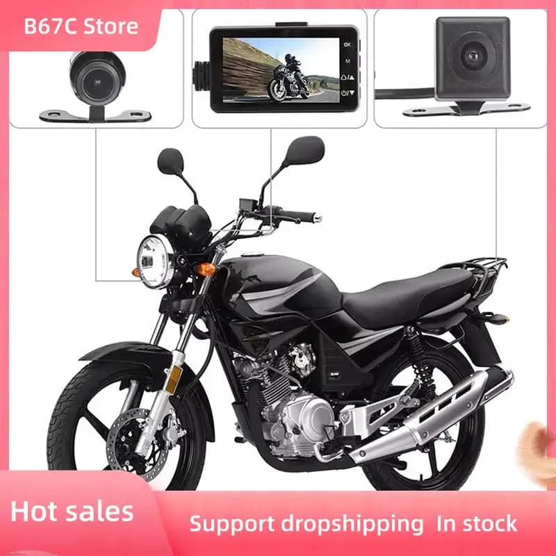 B67C 2X Telecamera da cruscotto DVR per moto con telecamera anteriore posteriore Doppia registrazione video in loop Cam registratore di guida per moto impermeabile