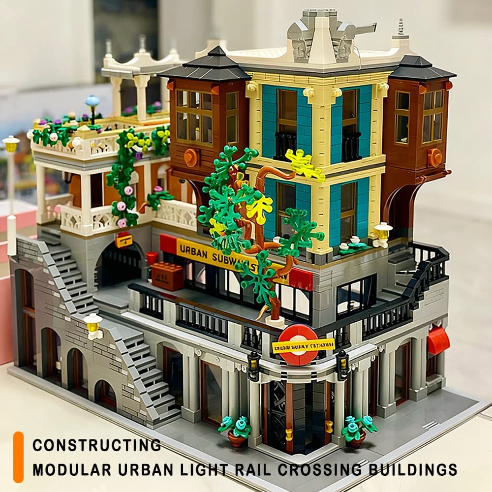 3692PCS Street View City Light Rail Station Building Blocks Metropolitana Modello di assemblaggio Mattone Regalo di Natale per gli appassionati di treni per bambini