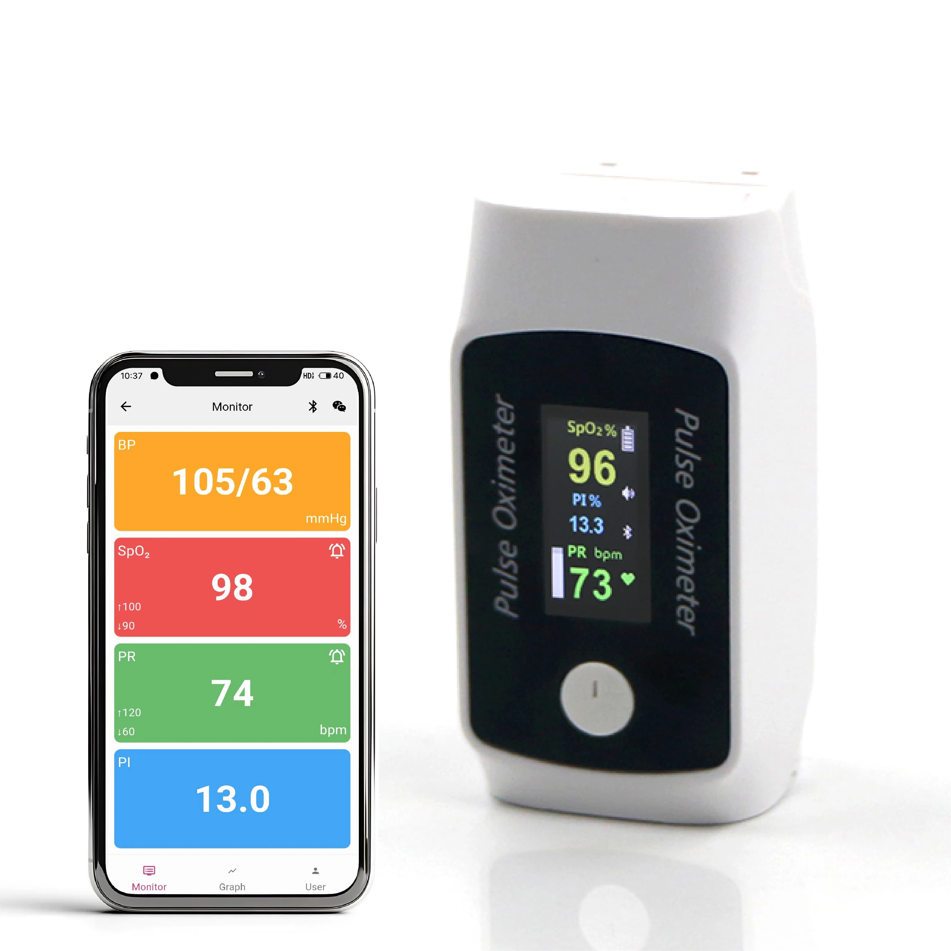 Bluetooth Dite Oximeter Multifunction BERRY BM1300, Blood Pressure Monitor and SpO2 with APP Tracking for Domestic and Sports Use