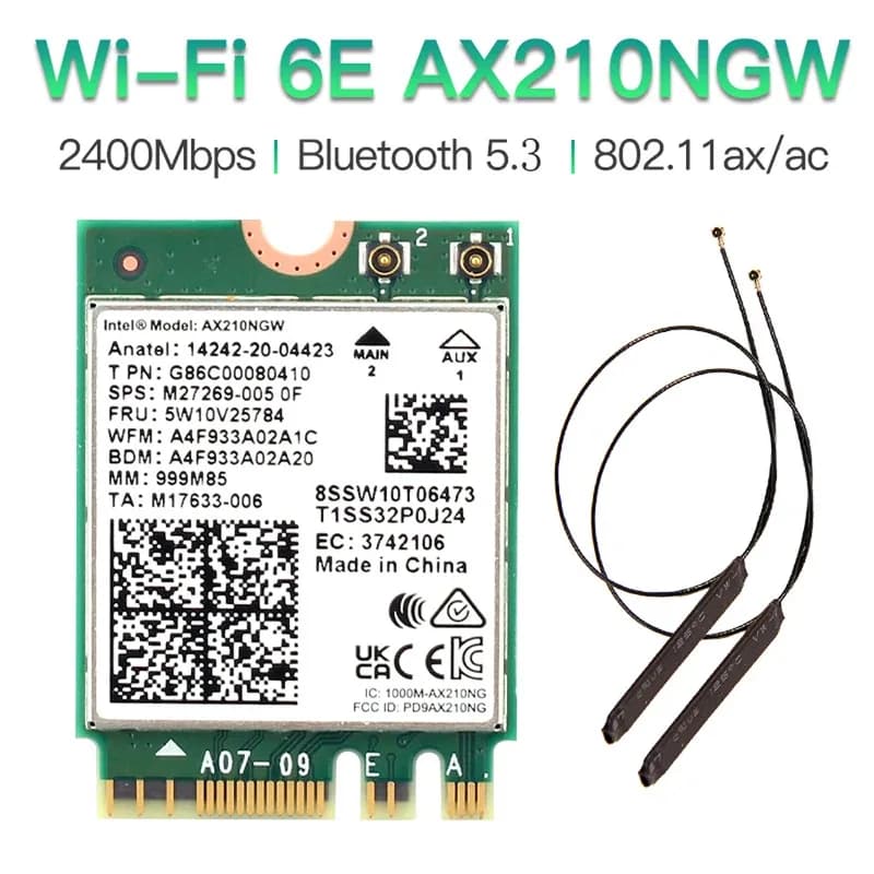 Dual Band 802.11ax WIfi 6 For Intel AX200 NGFF M.2 KEY And Wireless AX200NGW MU-MIMO 2.4G/5Ghz 2400Mbps BT 5.2 With Antenne