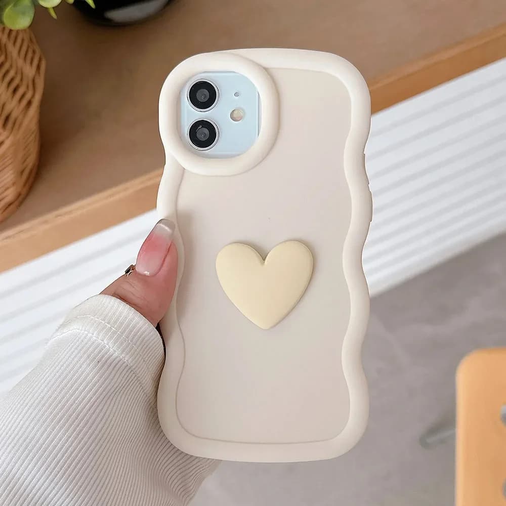 Carino 3D Cuore di Amore Onda Riccia Cassa Del Telefono Del Silicone per Xiaomi Redmi 13 13C 12 12C A3 A1 A2 10 9 9A 9C Nota 13 12 11 10 Pro