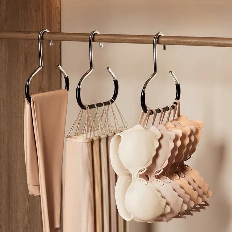 Hoop multifunction hanger hook for ties, hats, scarves and towels, anti-slip and which leaves no signs