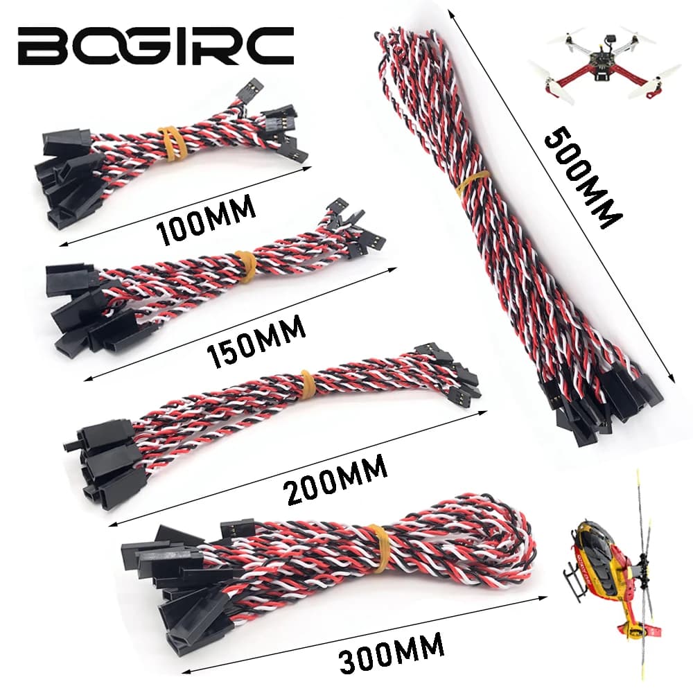 10/20PCS RC Servo Cavo di Prolunga Cavo JR 100/150/200/300/500mm Connettore per RC Ad Ala Fissa Elicottero Ariplane Drone