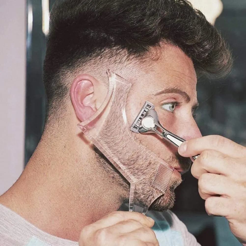 Pettine per styling barba Limpar Barba Régua Dos Homens Cuidados Pente Costeletas Barba Guarnição Contorno Ferramenta