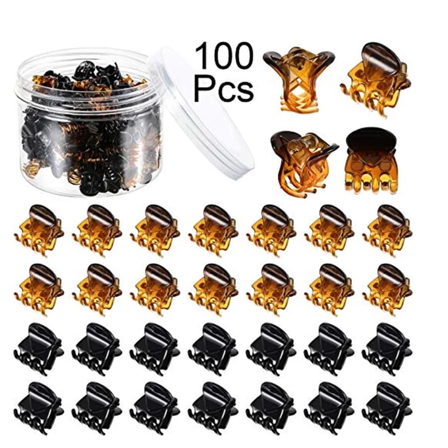 50/100pcs 1.5cm/1cm nero/marrone/trasparente Mini clip per artigli per capelli artigli in plastica perni morsetti piccola mascella per ragazze e donne ACC101
