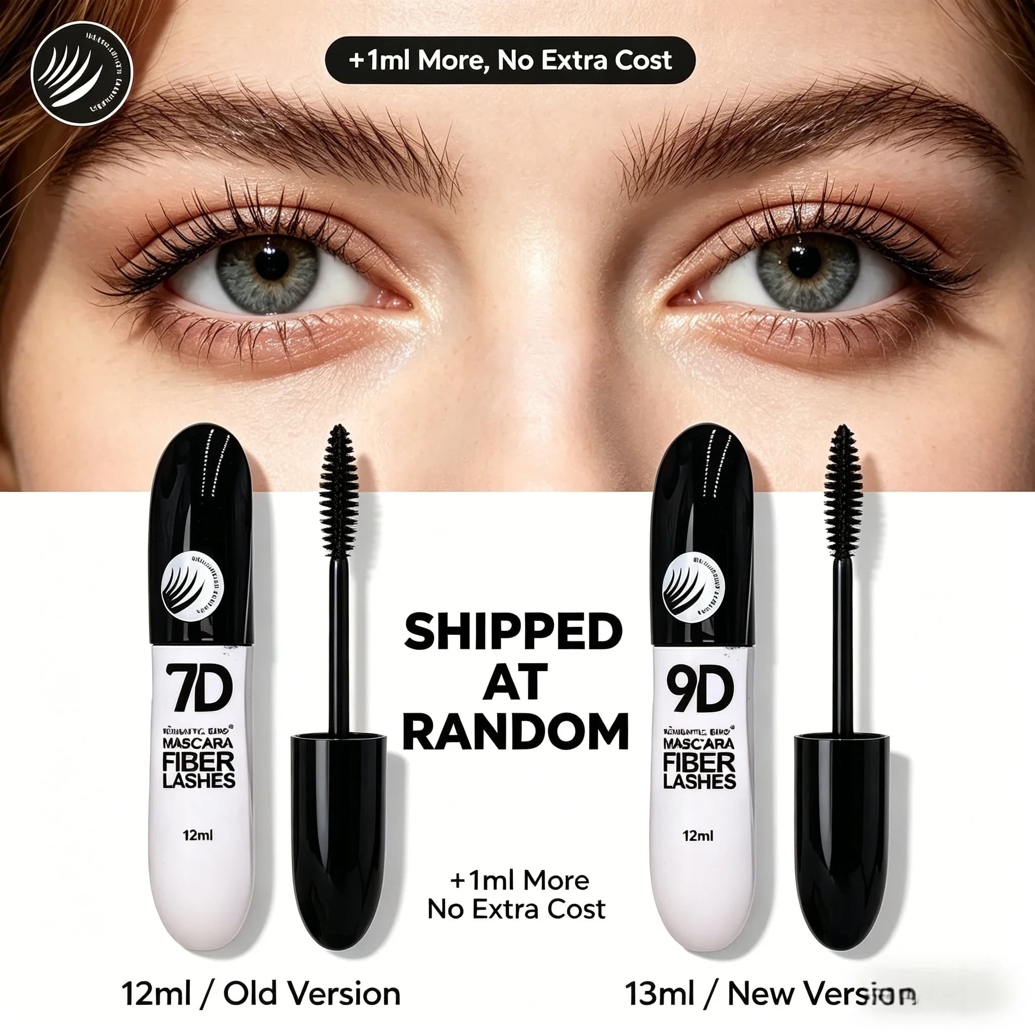 9D fiber mascara set of 1/2/3 pieces, curved eyelash mascara, water resistant, sweat resistant, anti-sweeping, slim base slender for all skin types