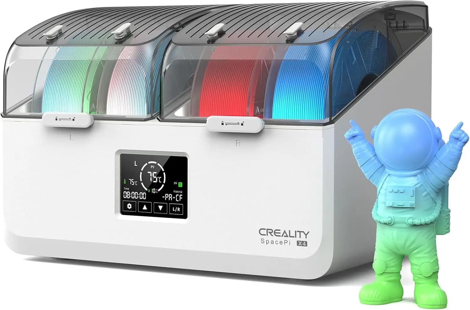 Asciugatrice per Filamenti a 4 Bobine con Doppia Camera di Riscaldamento, Rapid 75 ℃ Essiccazione per PLA, PETG, ABS, TPU, Nylon