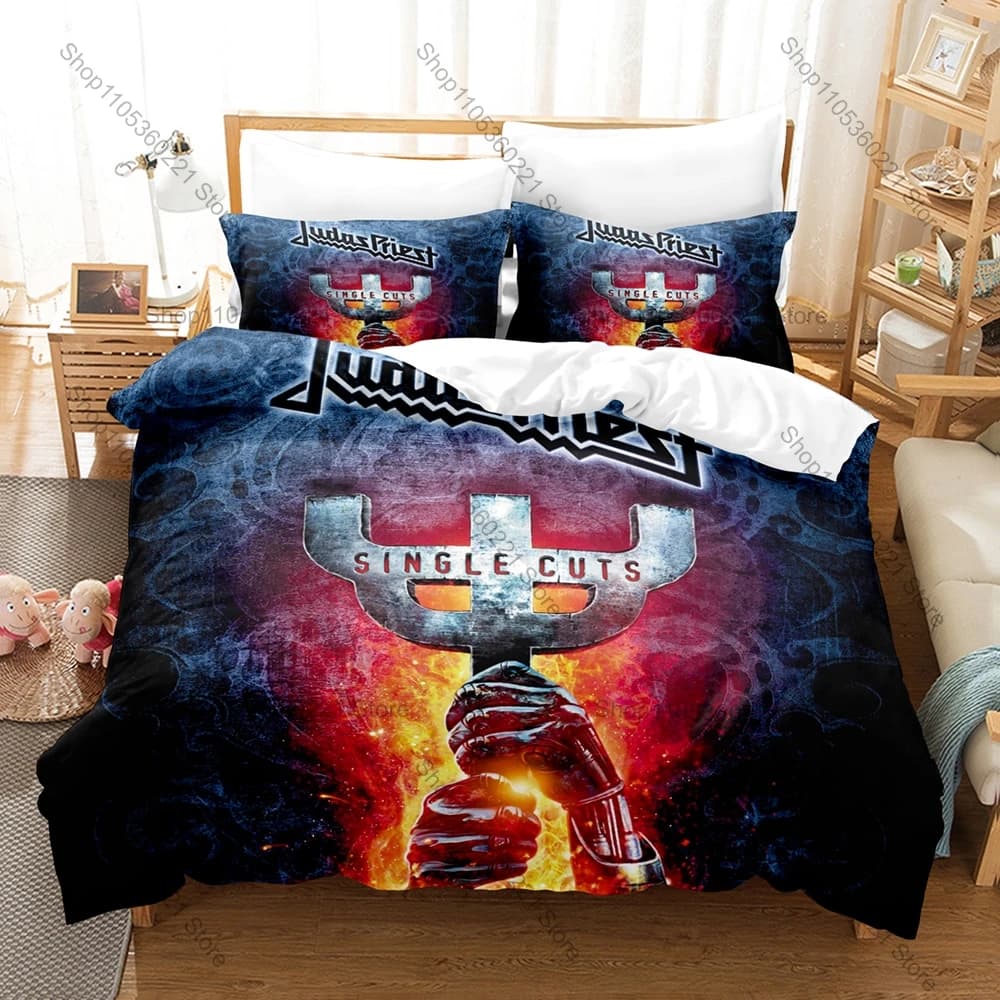 Dark Vintage Judas Priest Album Cover Print Duvet Cover + 2 Pillowcases Twin Full Queen King Rock Bedding Set