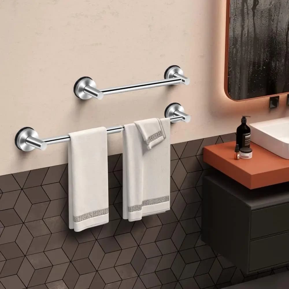Stainless Steel Adjustable Towel Bar Suction Cup Retractable Towel Holder Punch-free Wall-mounted Extendable Towel Rack
