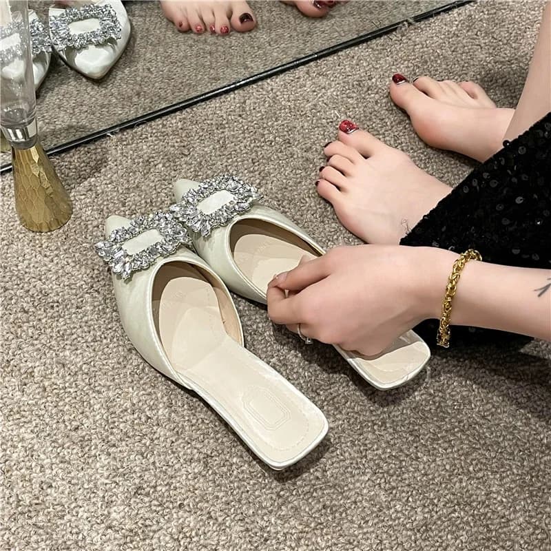Nuove scarpe da donna Nuove ciabatte Tacchi alti da donna Moda Pompa da sposa Donna Strass Sandali a punta Donna Zapatos Mujer