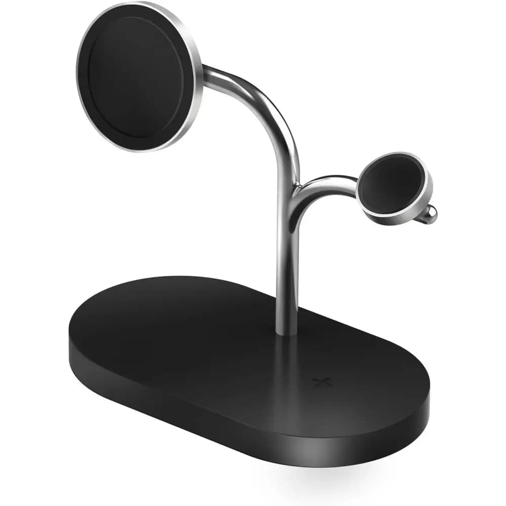 Stazione di Ricarica Wireless Universale 3-in-1 con Ricarica Rapida, Design Magnetico e Certificazione Qi per Telefoni, Orologi, Auricolari