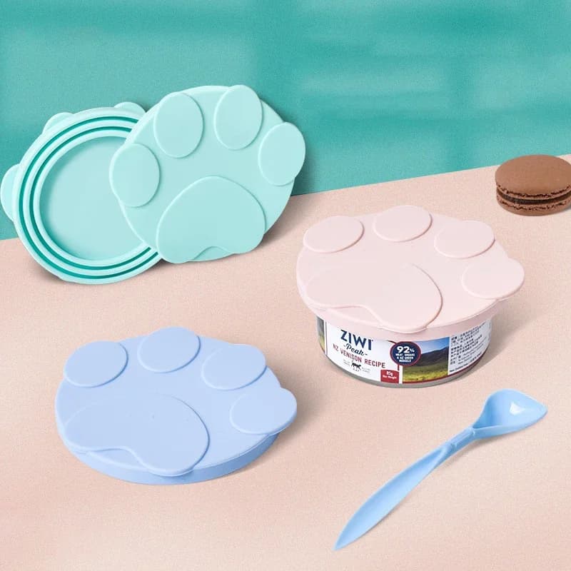 Coperchio Portatile in Silicone 2-in-1 per Cibo in Scatola per Cani e Gatti, Sigillante e Cucchiaio, Coperchio per Ciotola, Accessori per Animali Domestici