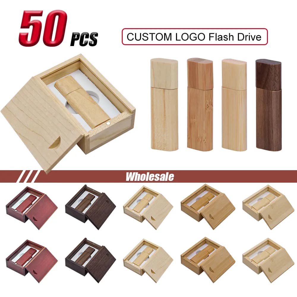 50 pz/lotto logo personalizzato gratuito Chiavetta USB in Legno penna driver chip di legno pendrive 4 GB 8 GB 16 GB 32 GB chiavetta di memoria per il Regalo di nozze