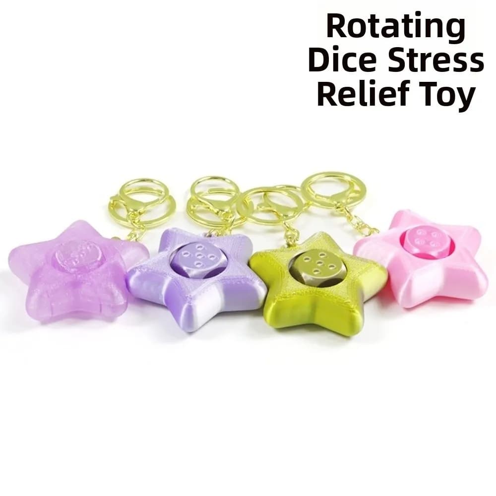 Ciondolo a Stella Rotante 3D Stampato in PLA, Mini Fidget Spinner Portachiavi Impermeabile, Divertente Charm per Borsa