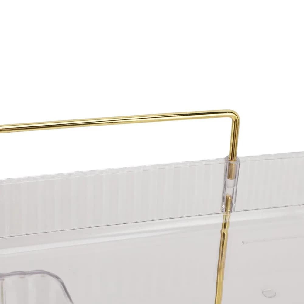 Plastic Stainless Steel Makeup Shelf Organizer 3 Tier Corner Design Bathroom Counter Shelf Large Capacity Transparent Amber