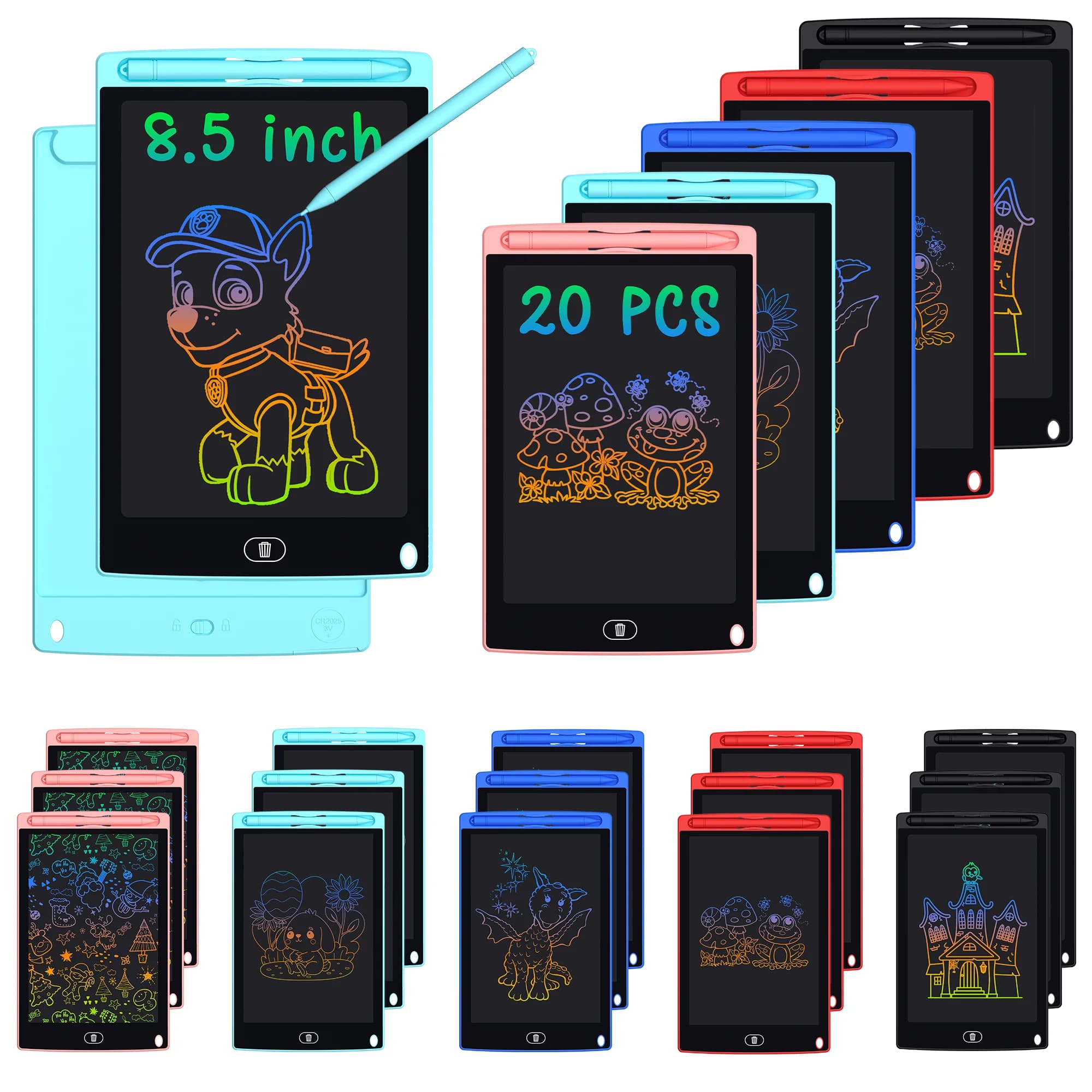20 pezzi di tavoletta da disegno da 8,5 pollici, tavoletta da scrittura LCD, tavoletta LCD per disegni, taccuino elettronico grafico, tavoletta magica da disegnare