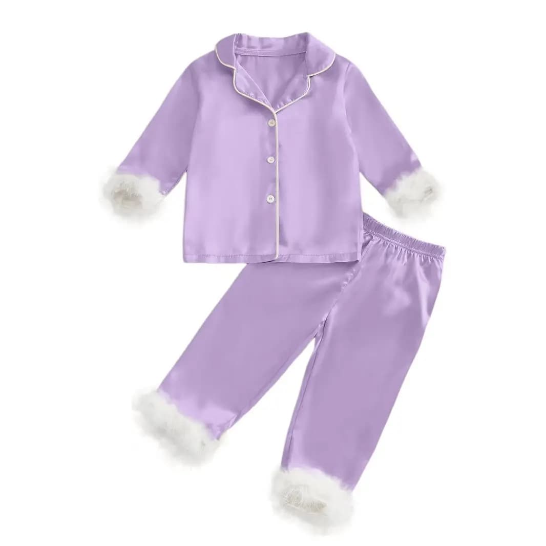 Pronto per la spedizione Boutique Set pigiama per bambini a maniche lunghe Bottoni britannici Pantaloni Completi pigiama per ragazze