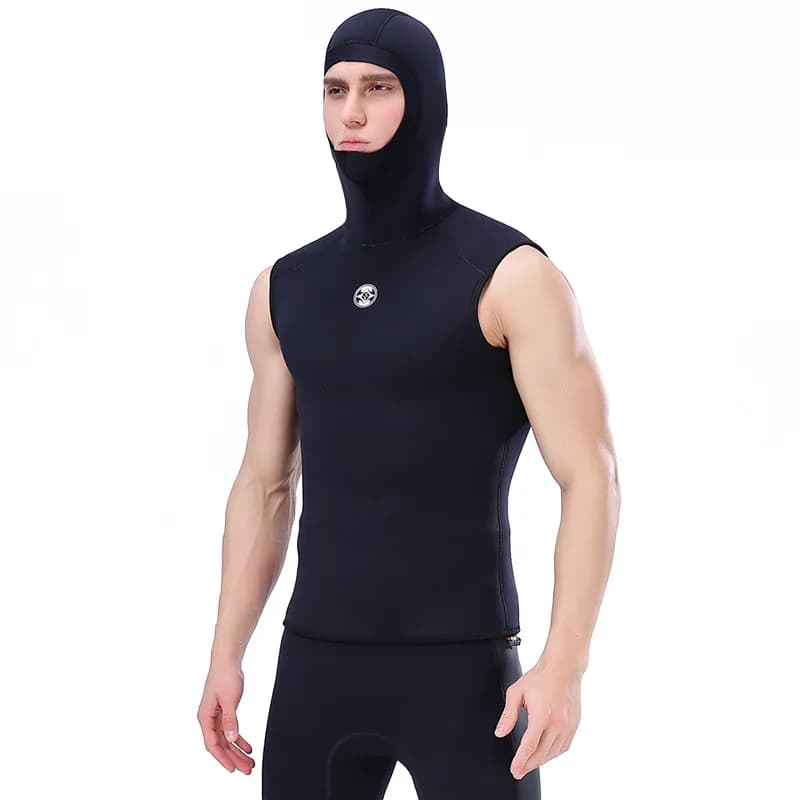 Gilet da sub da uomo nuovo con cappuccio senza maniche in neoprene impermeabile surf immersioni snorkeling tuta da pesca subacquea gilet 3mm
