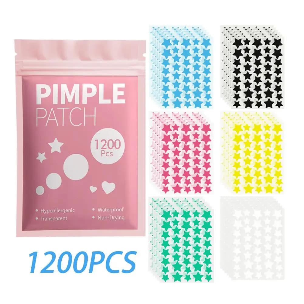 Colorful Shaped Stars for Face, 240/480/1200 Pieces, Wall decals for Covering Imperfections and Acne, Hinges for Acne