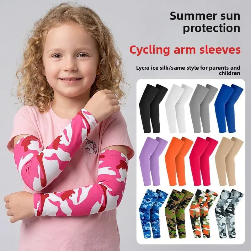 Manicotti Estivi per Bambini con Protezione Solare, Sottili in Seta Ghiacciata, per Ciclismo, Unisex, per Basket e Sport