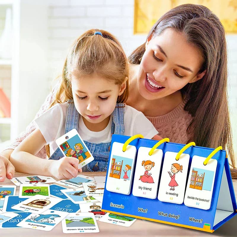 Set di calendari tascabili per l'apprendimento dell'inglese per bambini dai 3 ai 10 anni - Giochi puzzle per la costruzione di frasi, giochi di parole, schede flash fonetiche
