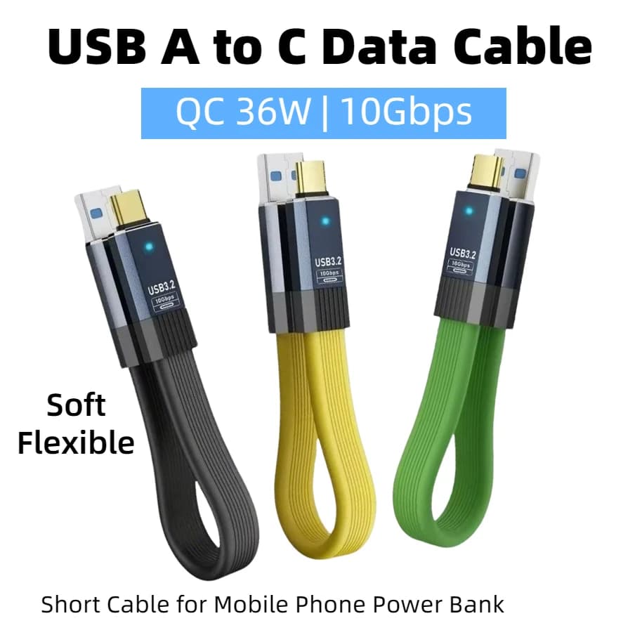 USB 3.2 data cable from type A to C 10 Gbps QC 36 W 3A Fast charging flat cable for tablets for external SSD mobile phones for laptop