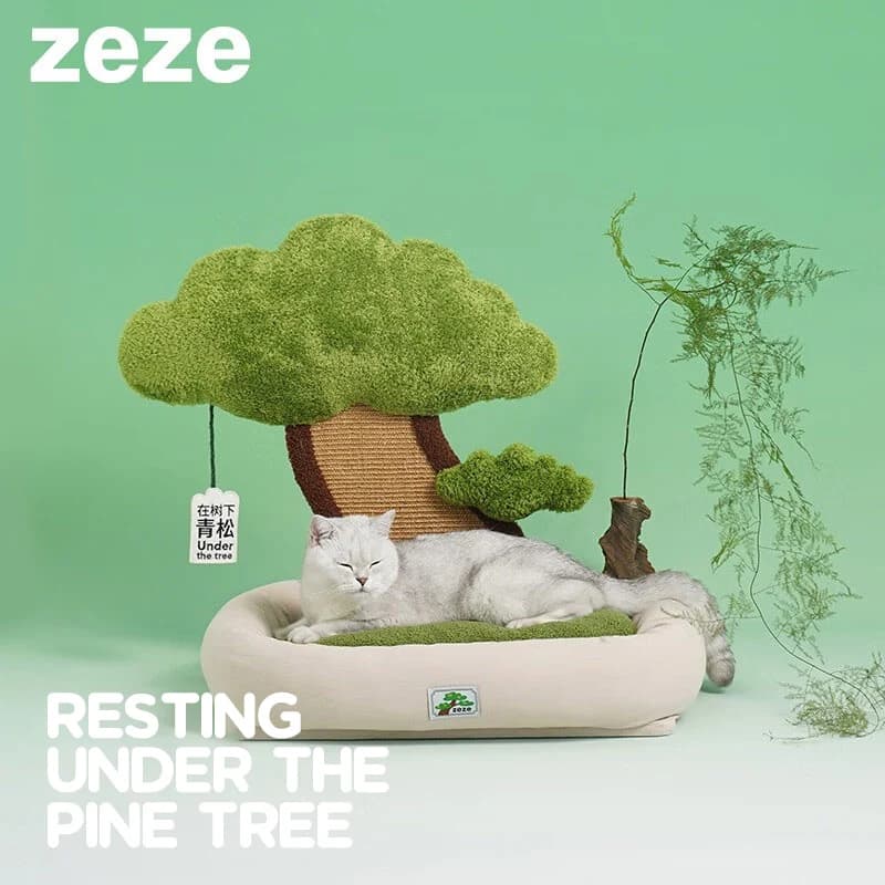 Cuccia Grande per Gatti con Tiragraffi, Design Minimalista Unico, Lettiera per Gatti con Albero Tiragraffi