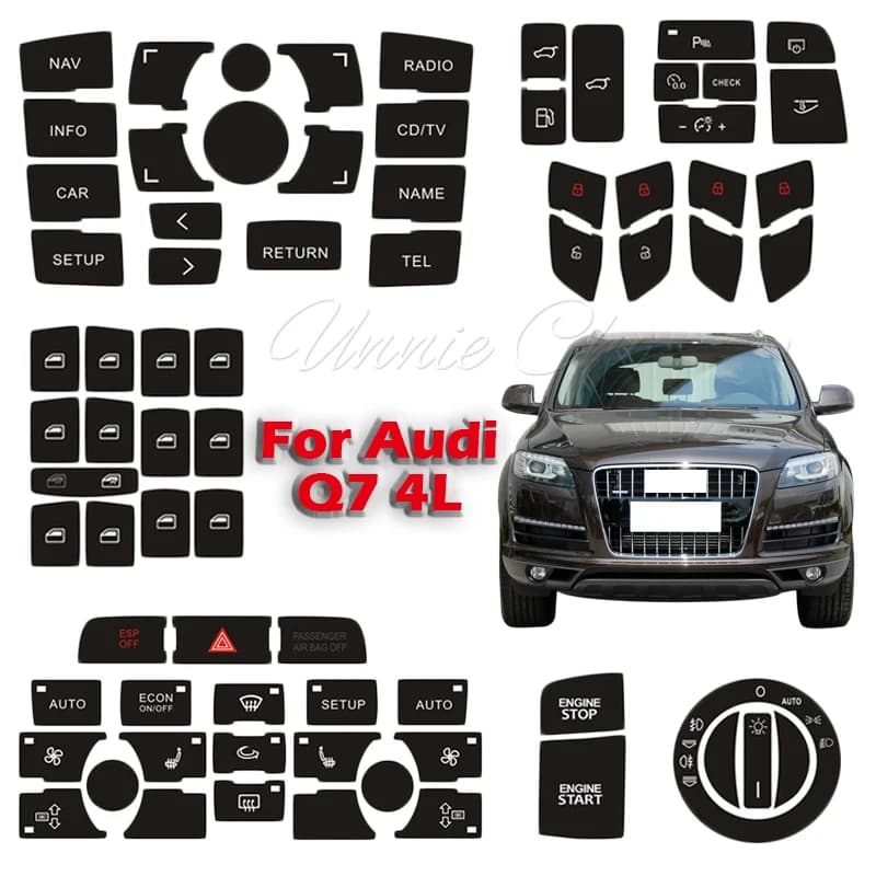 Per Audi Q7 4L CD Radio Pulsante Audio Adesivo di Riparazione Dal 2003 Al 2014 Q7 Tuning Accessori Raffinazione Rotto Imbottiture Tasti Della Console