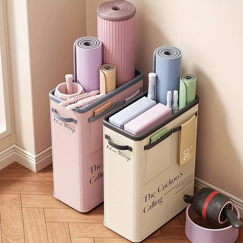 1 piece yoga mat holder basket, fitness equipment storage basket and sports equipment, rack artifact with foam board for home use