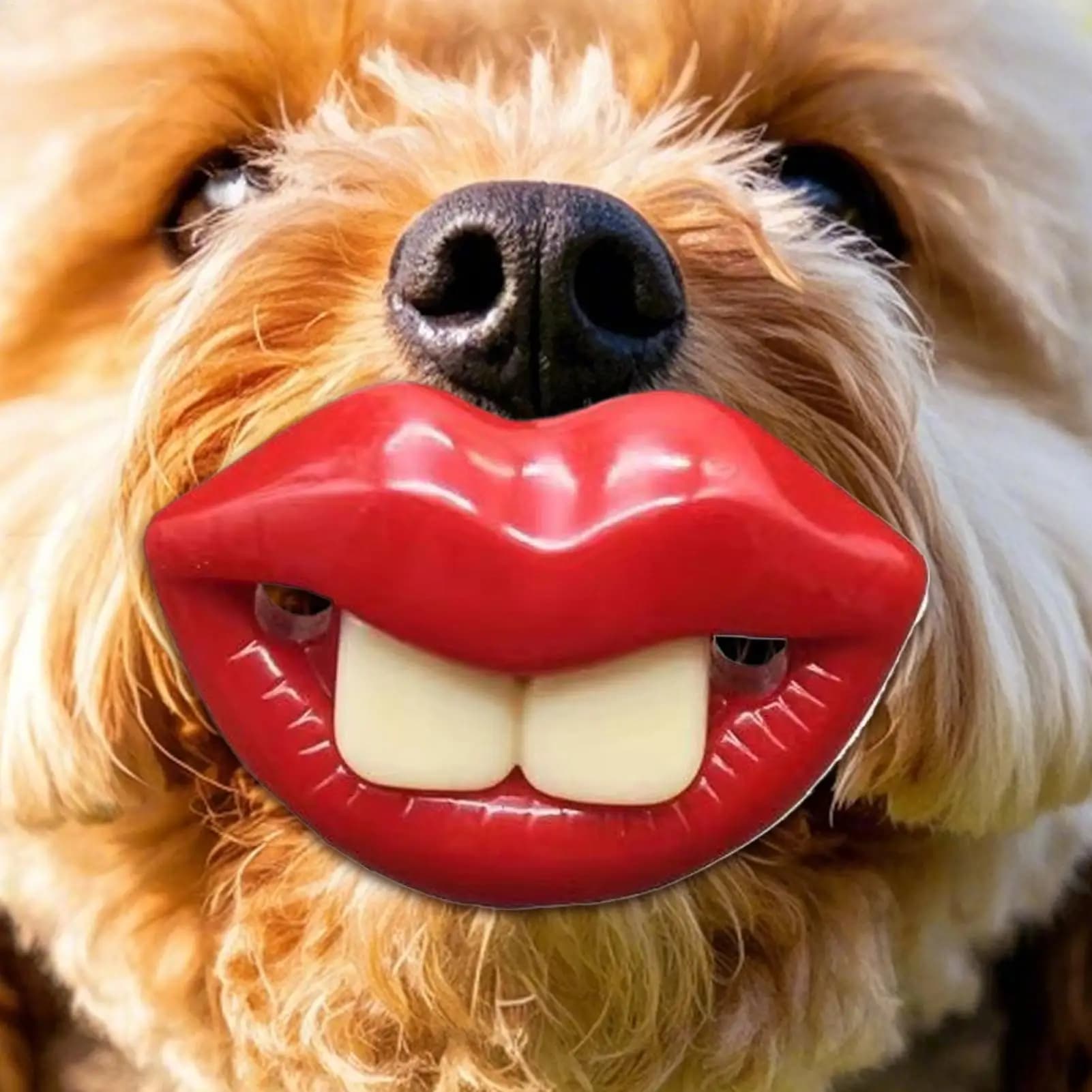 Massaggiagengive per cani a forma di labbra rosse, divertente giocattolo da masticare in silicone morbido per la cura della salute dei denti dei cani di piccola taglia