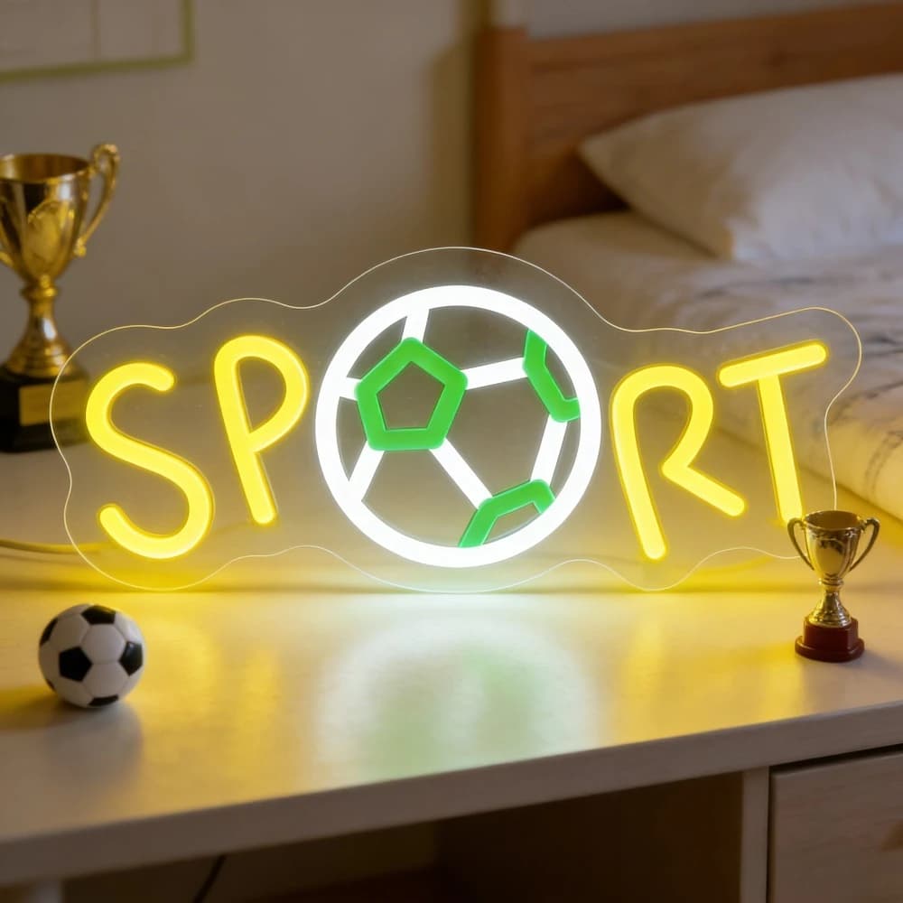 Luce al Neon LED Dimmerabile a Forma di Pallone da Calcio per Palestra, Sala Fitness, Esposizione Trofei, Insegna al Neon per Stanza dei Ragazzi, Camera da Letto, Feste, Club, Decorazione