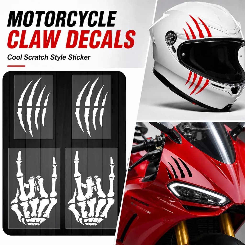 4PCS Cool Graphics Creative Scratches Sticker Vinyl Waterproof Decorative Motorcycle Helmet Riding Bike Racing Accessories Decal