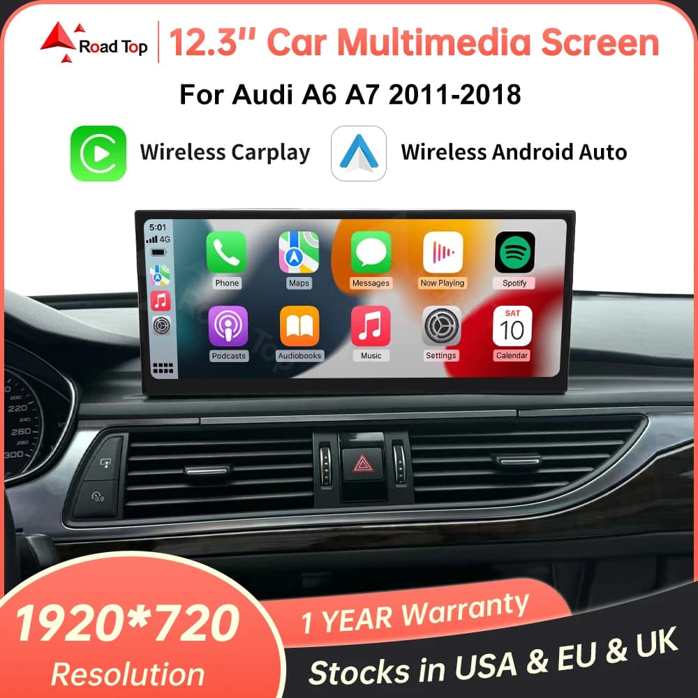 RoadTop 12.3 ''Linux Touch Screen Per Audi A6 C6 A7 C7 2011-2018 Display Multimediale con Wireless CarPlay Android Auto Airplay