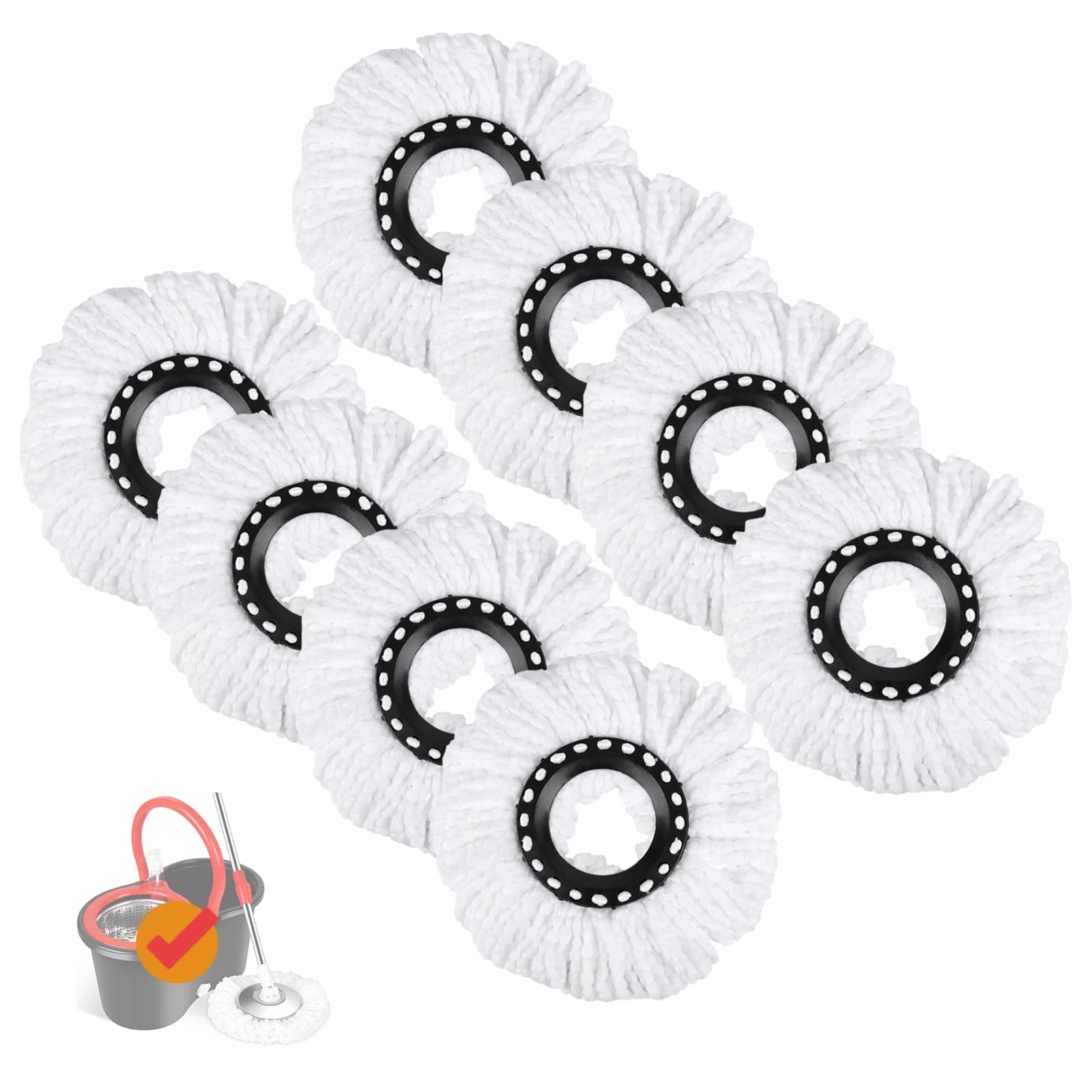 Spin Mop and Bucket Set Replacement Round Heads, 4/8 Pieces Microfiber Refill for Choose, Dual Use of Dry and Wet