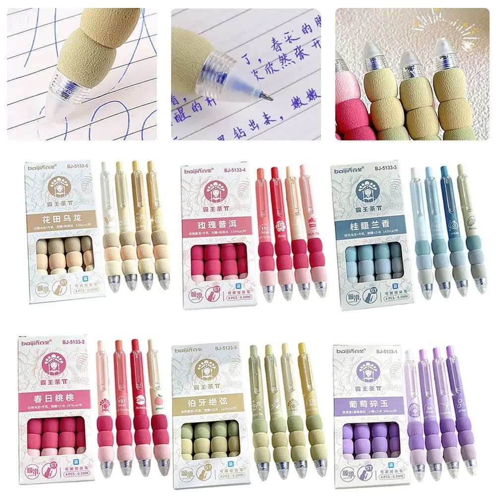 4 pezzi/set regalo penna cancellabile da 0,5 mm penna neutra con impugnatura morbida ad asciugatura rapida penna gel inchiostro blu ufficio scolastico