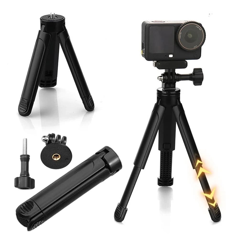Mini Treppiede Estensibile con Adattatore e Viti a Sfera da 1/4" per Action Cam GoPro Hero 13 12 11 10 Insta360 Ace Pro/DJI Osmo