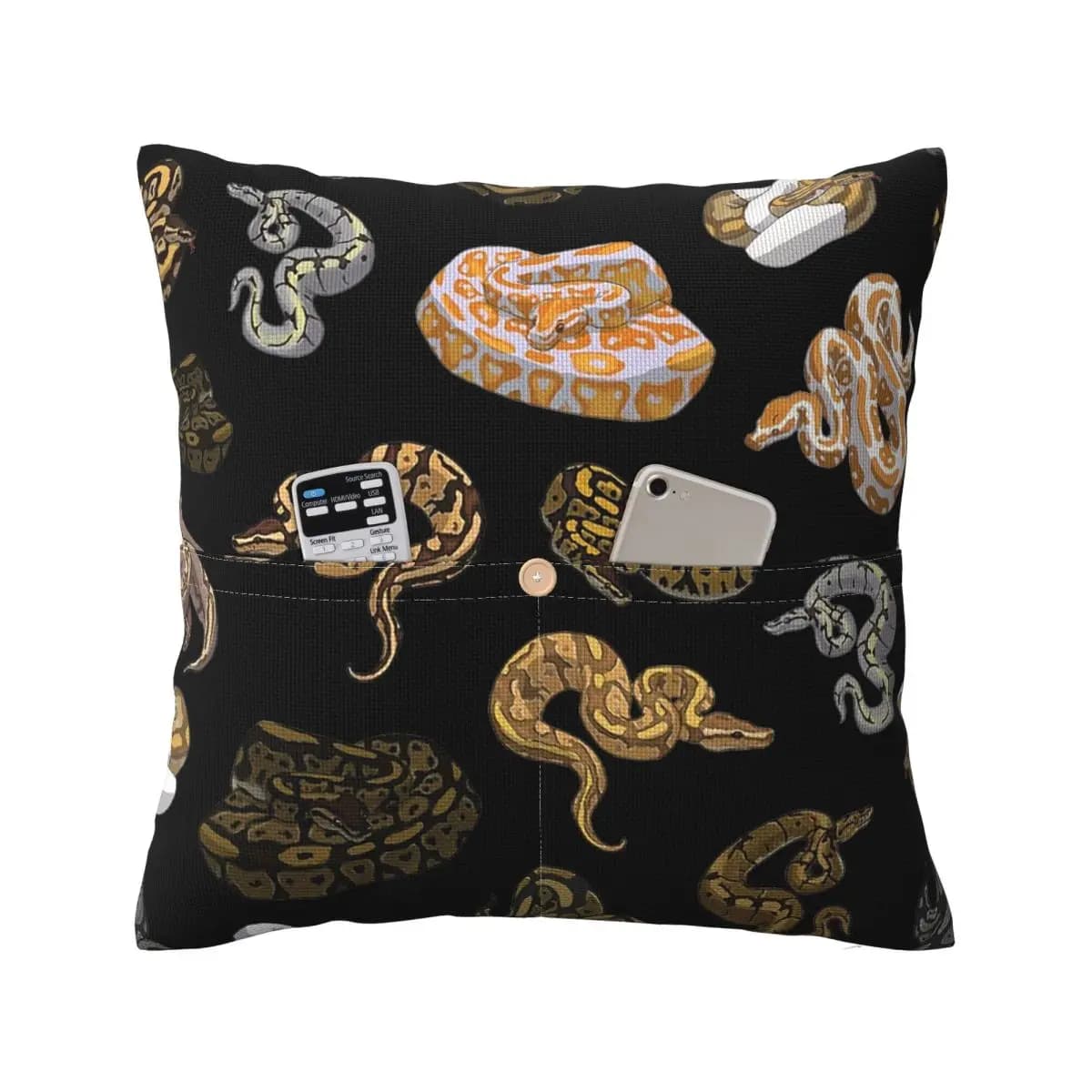 Ball Python Morph Snake Pattern Square Linen Pillowcase Cushion Cover Polyester Decorative Bed Home Comfort Throw Pillow