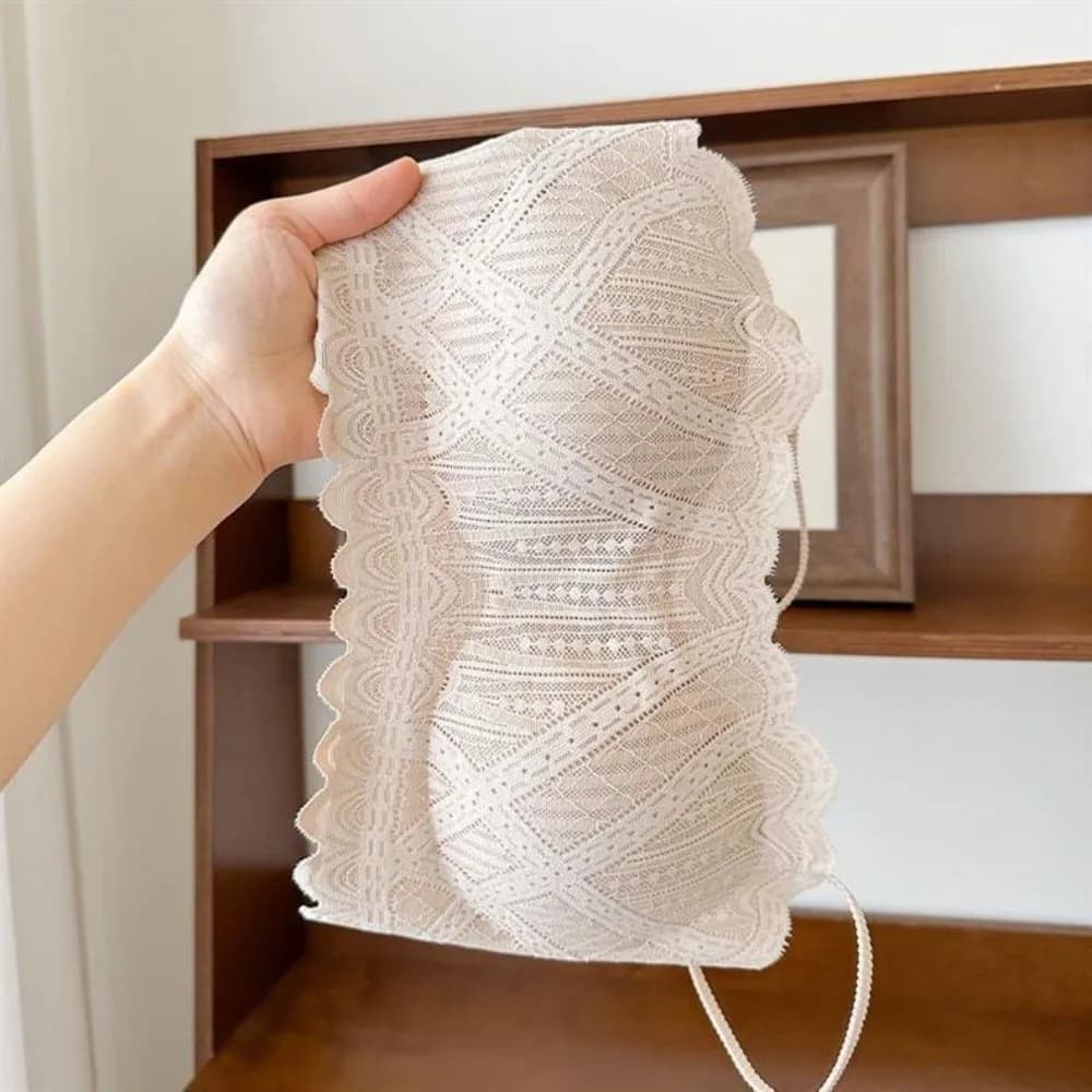 Lingerie Lace Wireless V Bra Shockproof Seamless Lace Floral Underwear Gathered Breasts Anti-sagging Brassiere for Women