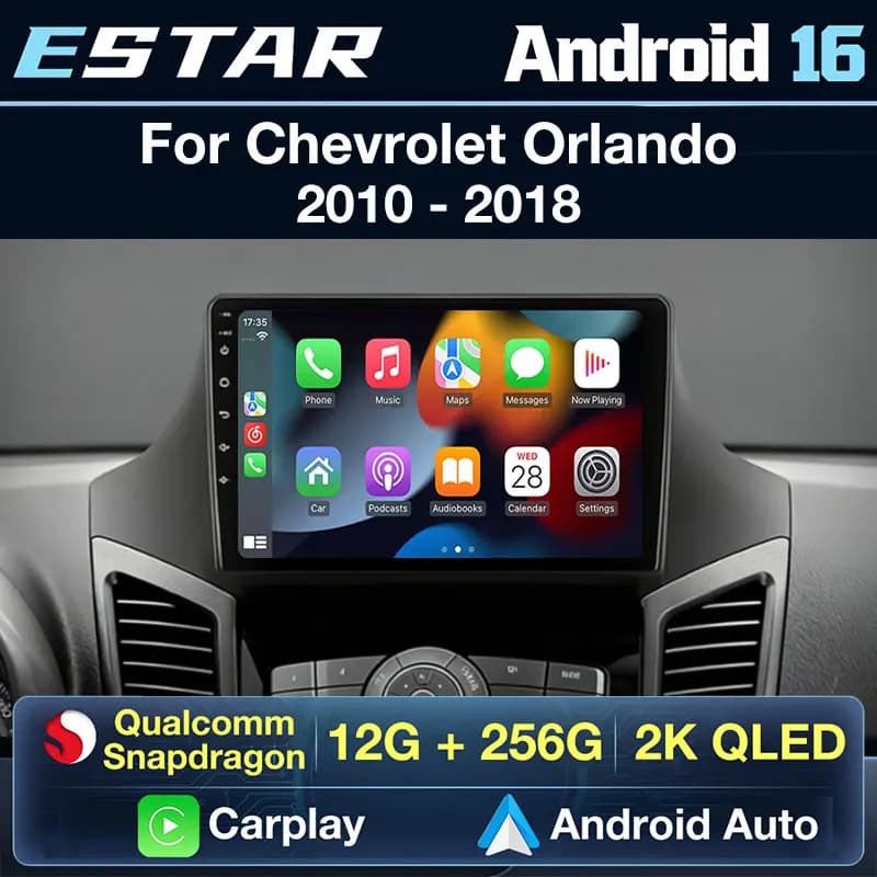 Autoradio Wireless Carplay Android 16 per Chevrolet Orlando 2010-2018 con Navigazione WIFI, Schermo DTS 2K, 4G LTE e Stereo BT