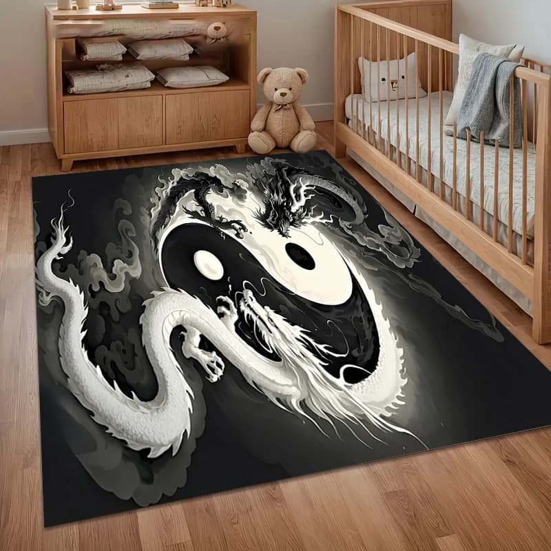 Black and White Carpets Tai Chi Yin-Yang Entry Door Mat Area Rug Living Room Floor Mat Kitchen Decor Outdoor Kid Play Mat Gift