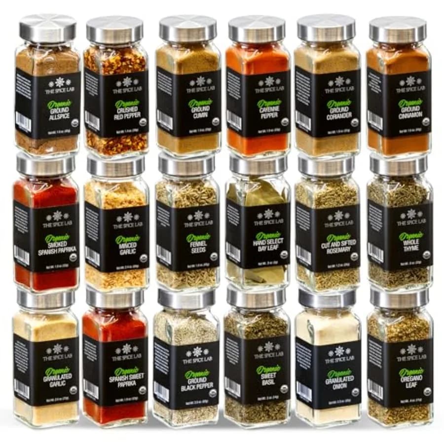 Set Completo di Spezie e Condimenti Biologici - Kit di 18 Barattoli di Spezie Assortite - Set Base Completo Ideale per Barbecue e Regalo