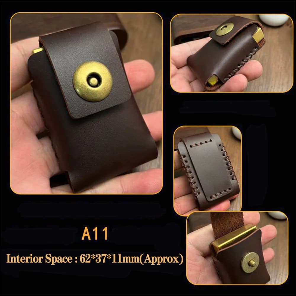 Classic Solid Color Magnetic Flip Cover Genuine Leather Belt Holster For Dupont L2 Lighters Protection Case Smoking Supplies