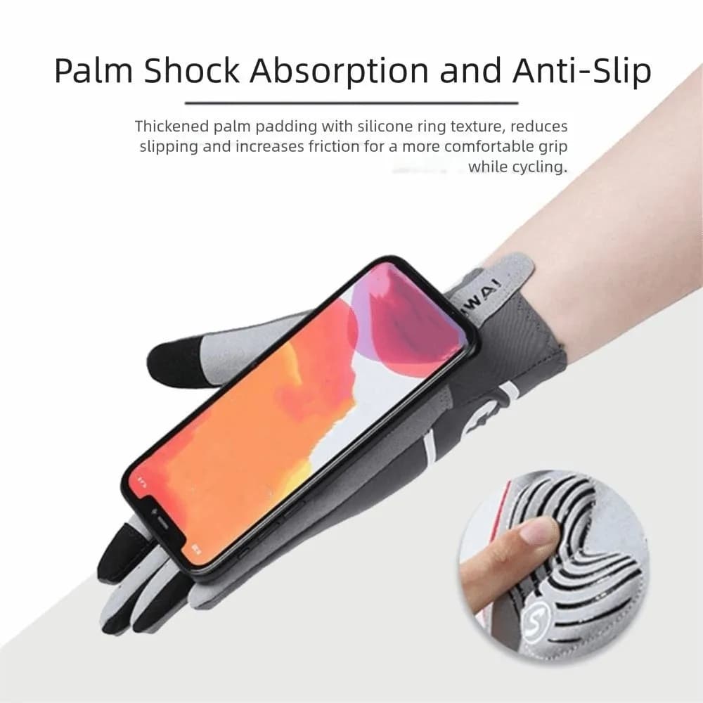 Guanti da Ciclismo Antiurto Antiscivolo, Guanti Sportivi Antivento a Dita Intere, Traspiranti con Touch Screen, Guanti da Bicicletta Invernali