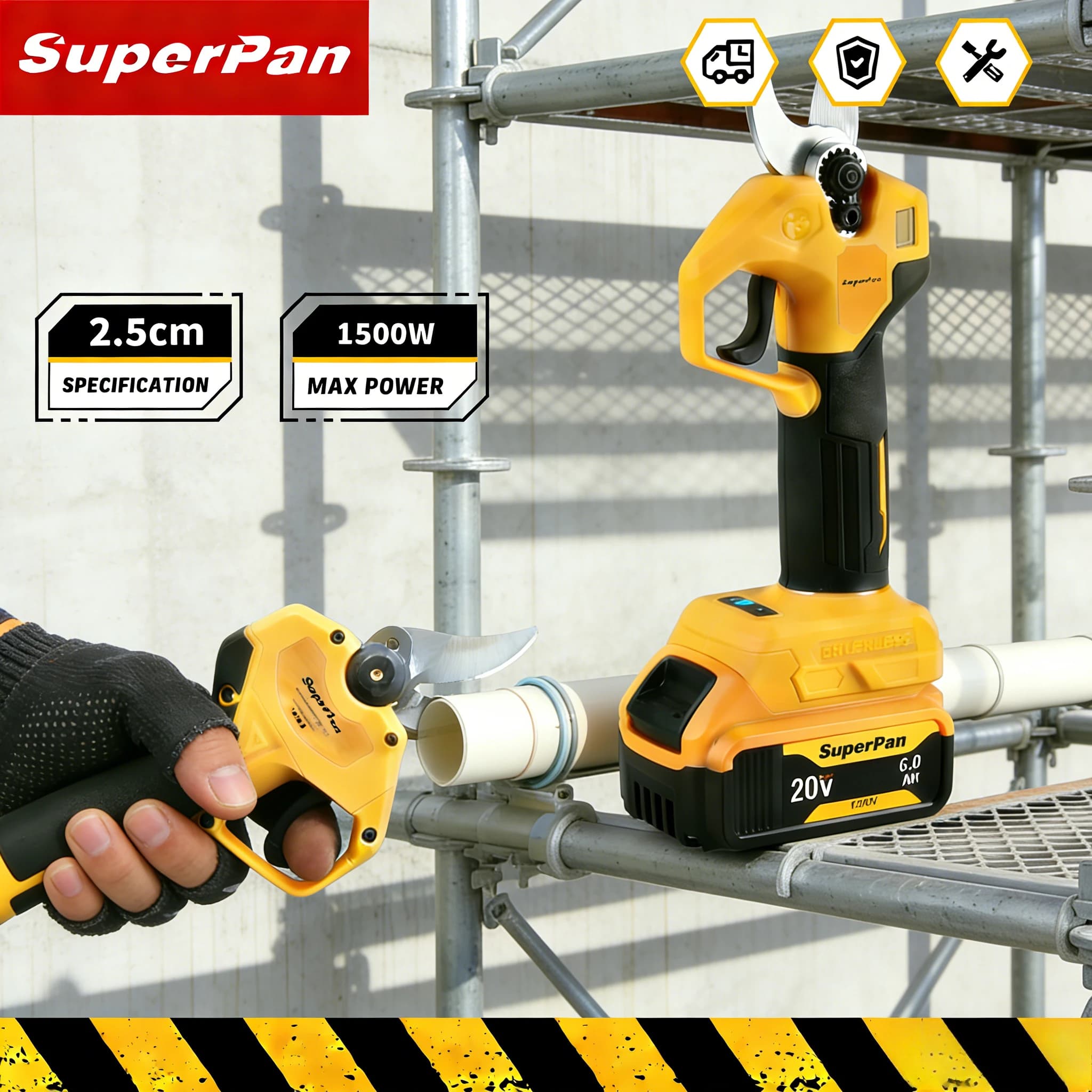 SuperPan Power Scissors with Long Life Battery 18V/20V, 4 Speed, SK5 Metal Blade for Precision Cutting, Compatible with Dewalt Battery 20V