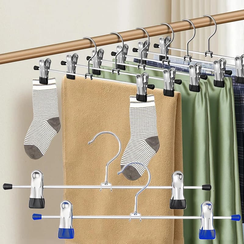 10 piece black/blue trouser clip, anti-slip metal dresses hooks, windproof pants holders, TMZ wardrobe drying clip