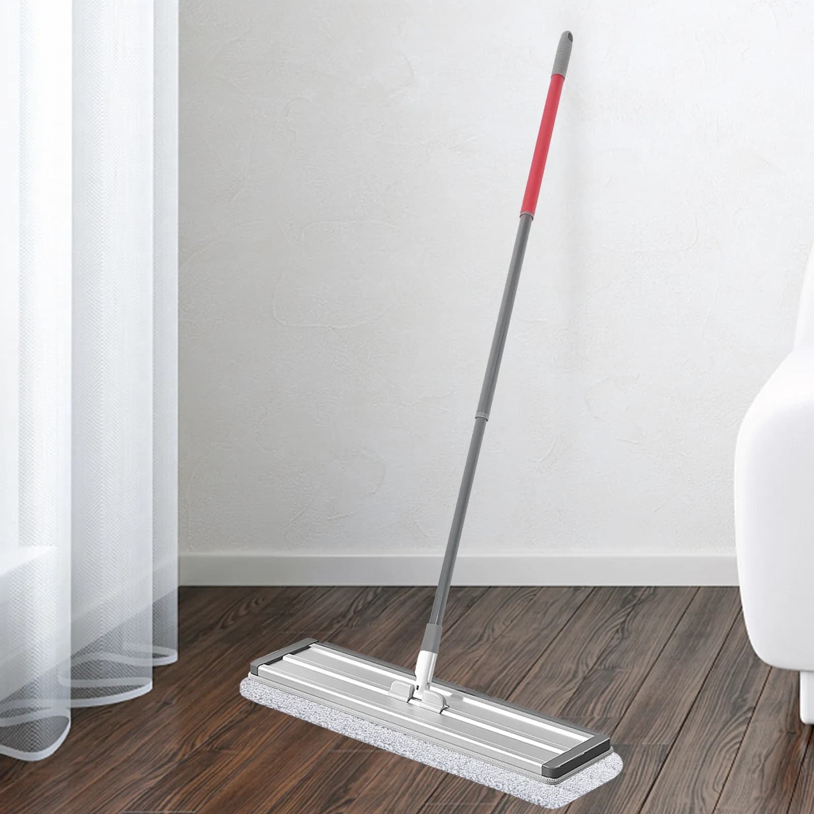 Manico di Ricambio per Mop in Metallo Resistente con Regolazione Facile della Lunghezza e Impugnatura Confortevole per Bagno e Uso Domestico