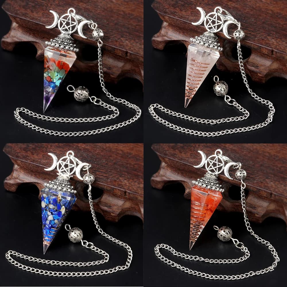 2025 Pietra di cristallo Pendolo Tre fasi Cono esagonale Ciondolo Pendolo Quarzo Chakra Amuleto Pendolo Divinazione Guarigione