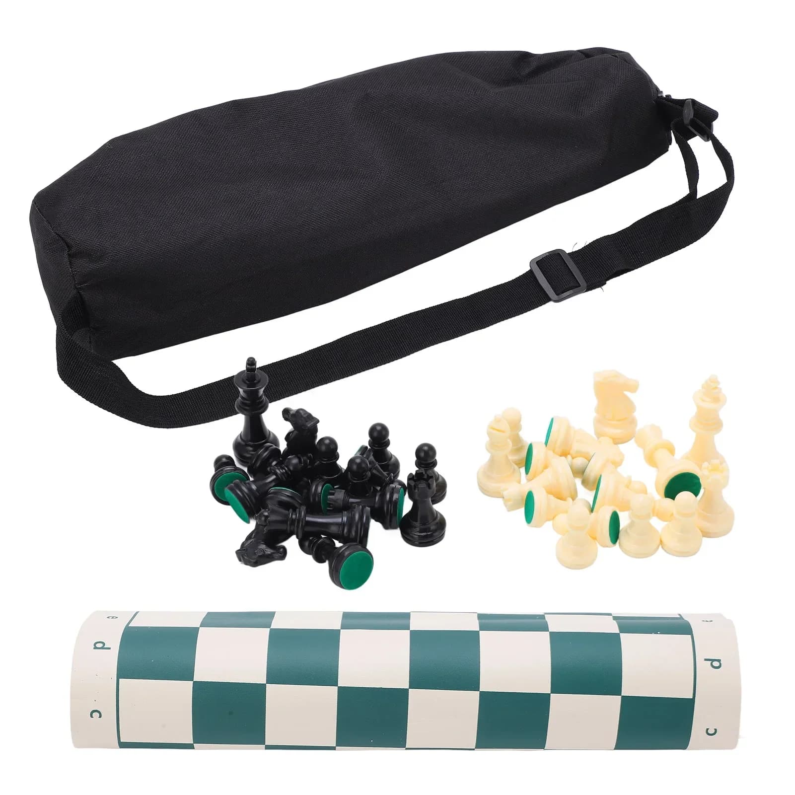 Set di scacchi pieghevoli portatili da viaggio per scacchi portatili in PVC per il rilassamento di giochi interni/esterni con custodia