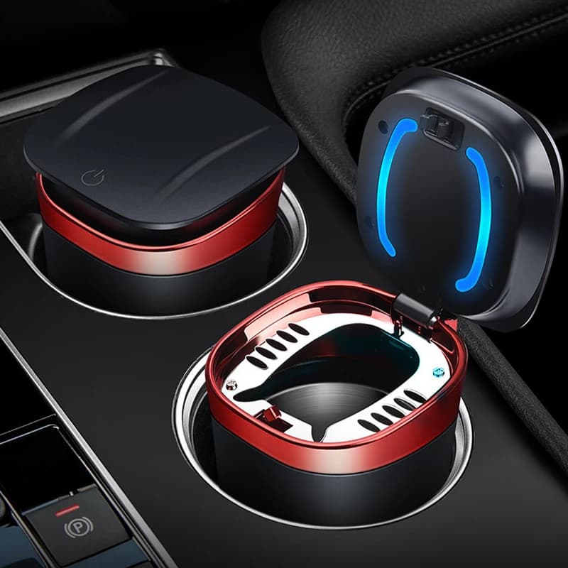 Posacenere Portatile per Auto, Contenitore Multifunzionale per Sigarette con Coperchio, Accessori Interni Auto, Cestino per Fumo Rimovibile